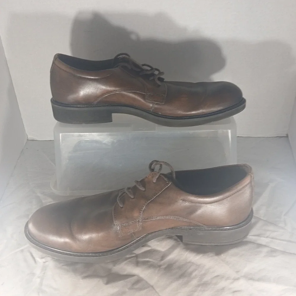 Ecco Vitrus‎ Mens Brown Leather Derby Oxford Shoes Size 44 EU 10 US 640504